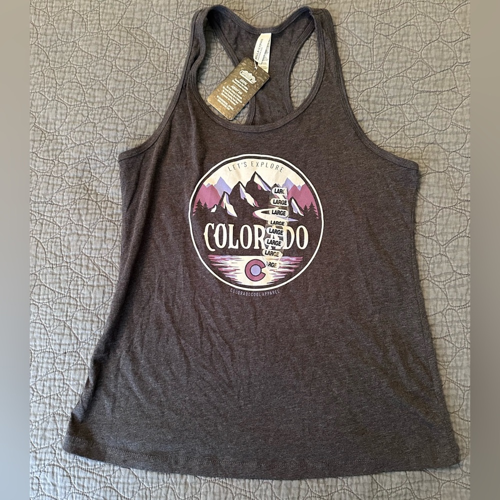 Women's Dark gray Colorado Tank Top Racerback Large ColoradoCool Apparel NWT